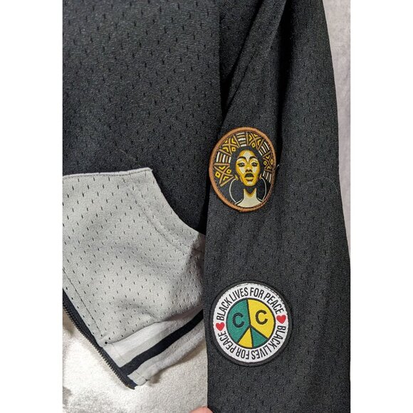 Cross Colours Black Pride Patch Black And Grey Zip Up Hoodie Size XS - Picture 16 of 16